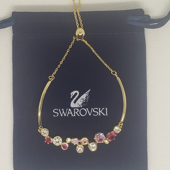 Swarovski Constella Bracelet Pink Crystal Mixed Cut Multicolored Gold Tone - Picture 1 of 10